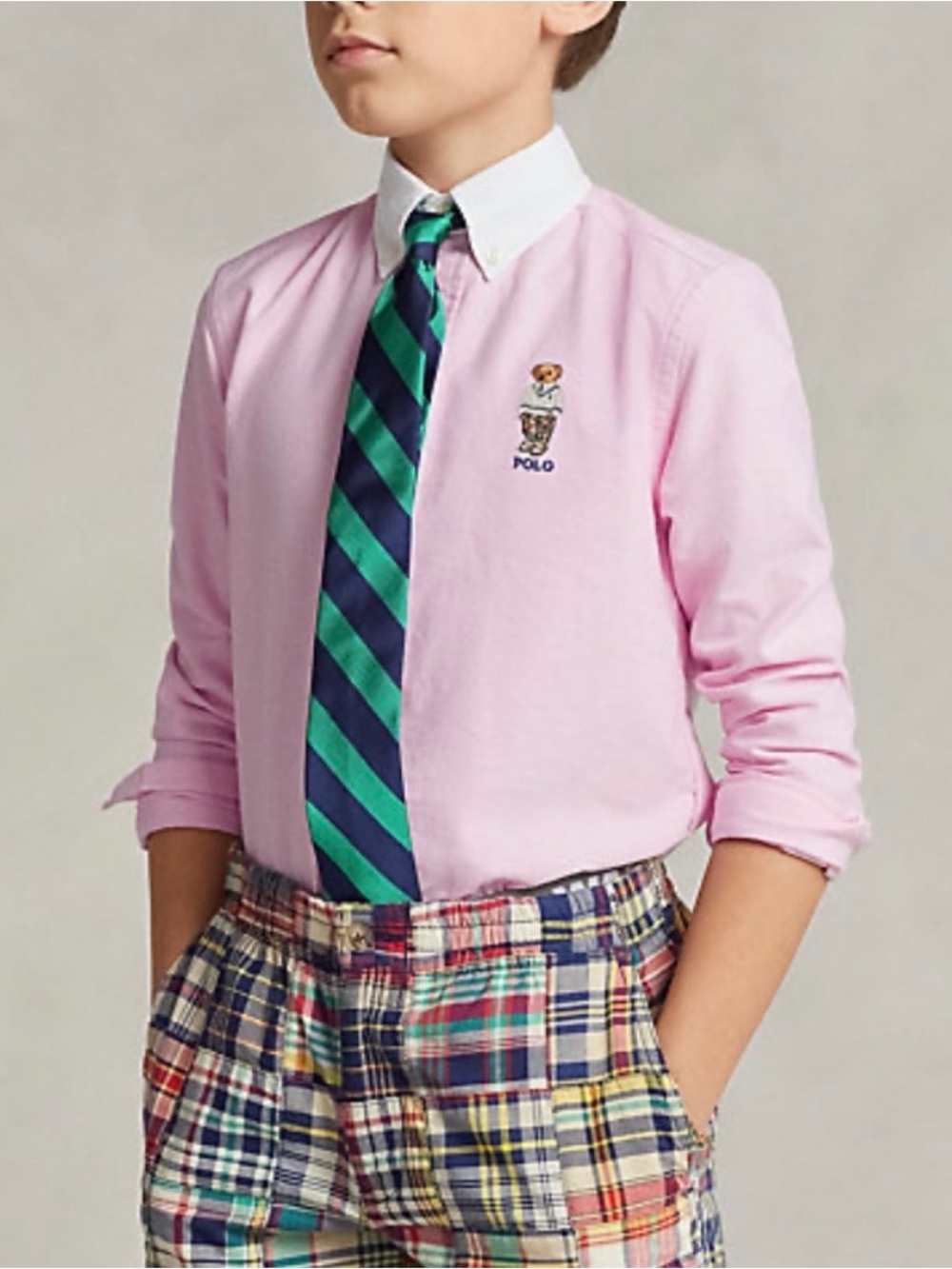 Polo by Ralph Lauren Pink Oxford Button-Down Shirt with Bear Embroidery